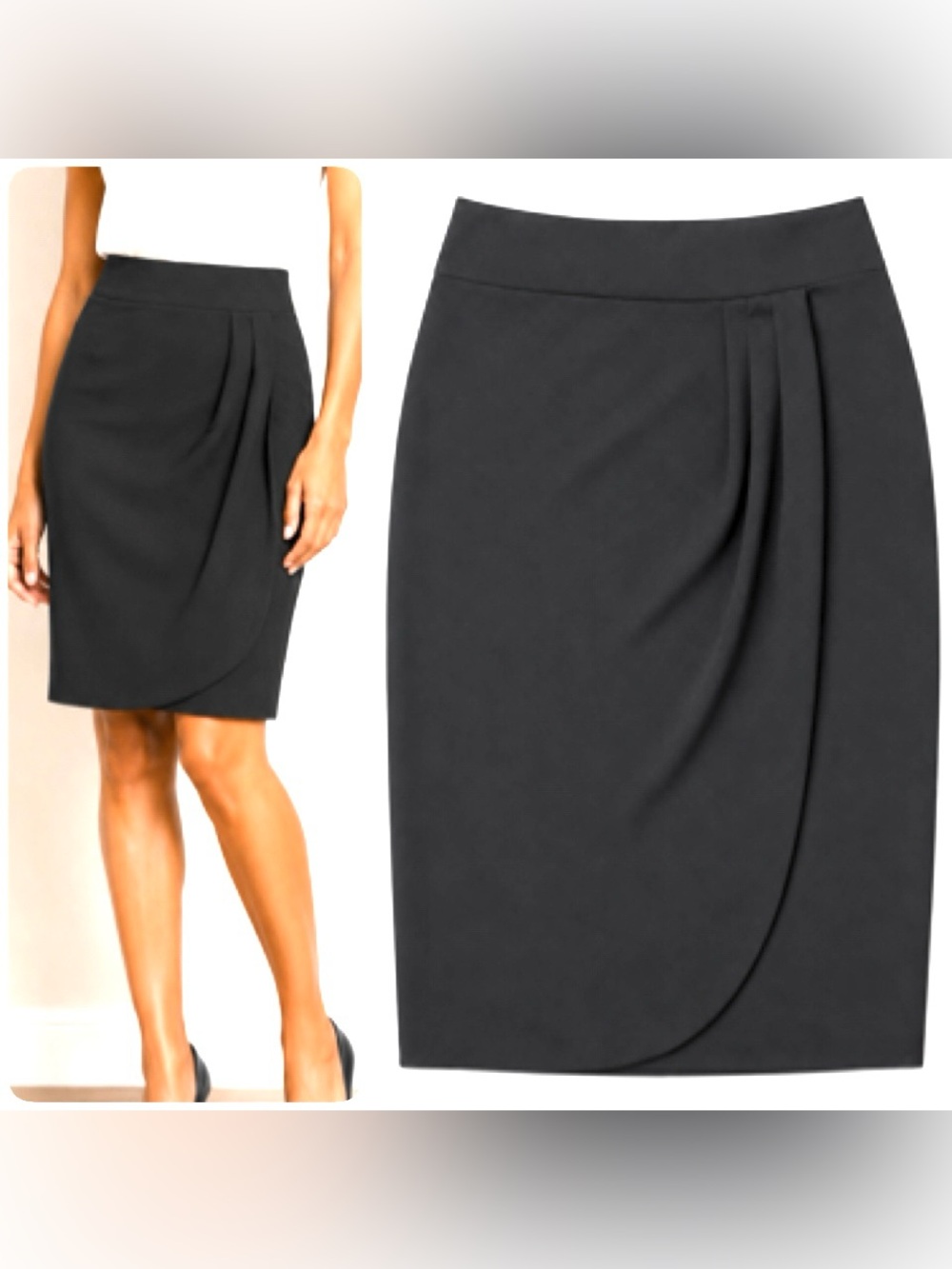 Apt. 9 Black Tulip-Front Pencil Skirt